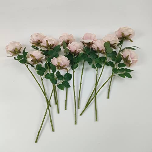 ATFL Silk Floral Pink Roses, 12 Pcs Fake Pink Flowers Fake Roses Artificial Flowers Bulk,Floral Diameter 4'', Artificial Fake Silk Rose with Stems for Wedding,Floral Diameter 4''(Fall Pink) - Image 3