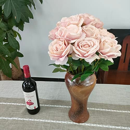 ATFL Silk Floral Pink Roses, 12 Pcs Fake Pink Flowers Fake Roses Artificial Flowers Bulk,Floral Diameter 4'', Artificial Fake Silk Rose with Stems for Wedding,Floral Diameter 4''(Fall Pink) - Image 5