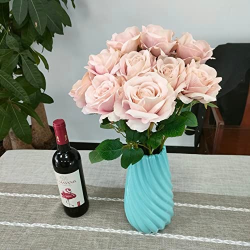 ATFL Silk Floral Pink Roses, 12 Pcs Fake Pink Flowers Fake Roses Artificial Flowers Bulk,Floral Diameter 4'', Artificial Fake Silk Rose with Stems for Wedding,Floral Diameter 4''(Fall Pink) - Image 4