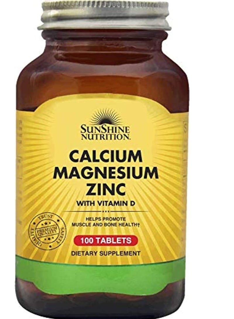 SUNSHINE NUTRITION Calcium Magnesium Zinc With Vitamin D, 100 Tablets  - Image 1
