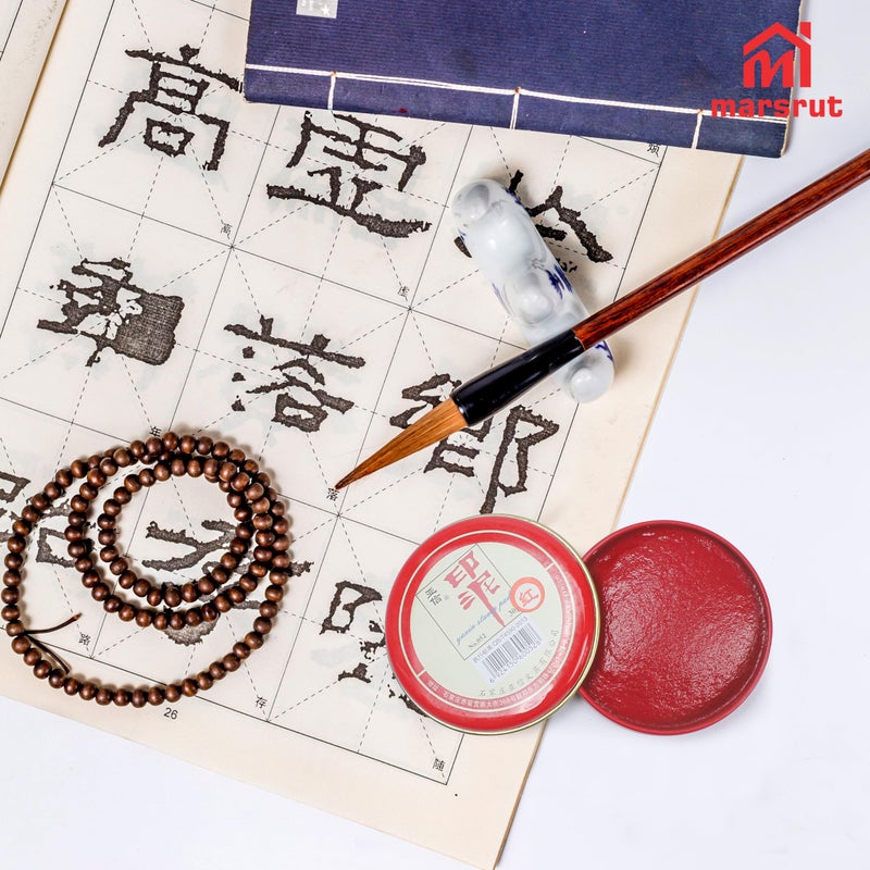 Marsrut 3Pcs Hanko Stamp Ink Pad, Inkan Name Ink Paste for Stamping, Round Calligraphy Red Seal Ink Pads, Chinese Stamps Inkpad Box New for Hanko Name Chop Painting Sealing (30g Per One, Red) - Image 3