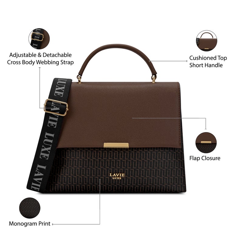 Lavie Luxe Women's Mono Marsh25 Satchel Handbag (Choco) - Image 4