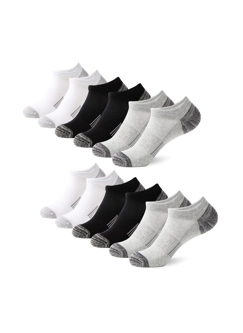 SYOSI Trainer Socks Ankle Socks Cushioned Sports Socks Invisible Crew Boat Socks Cotton Low Cut Breathable Cushion Running Socks Casual Nonslip Ankle Athletic Socks Non-Slip for Mens 6 Pairs One Size  - Image 1