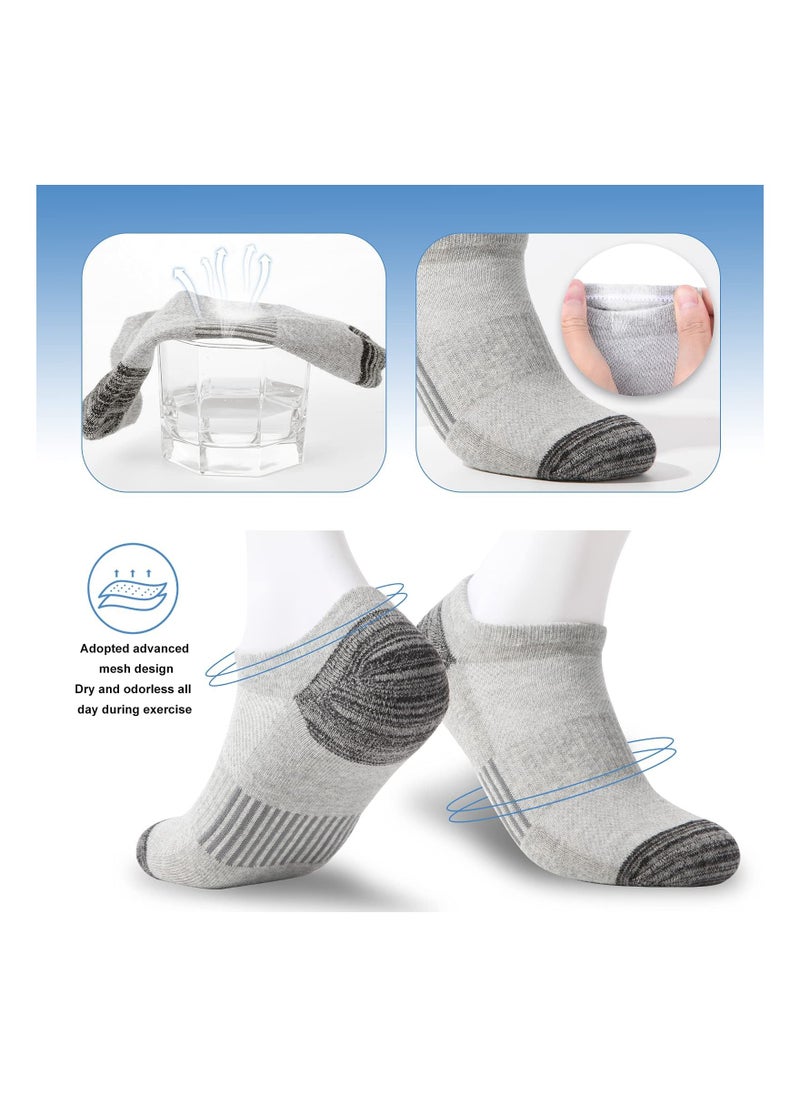 SYOSI Trainer Socks Ankle Socks Cushioned Sports Socks Invisible Crew Boat Socks Cotton Low Cut Breathable Cushion Running Socks Casual Nonslip Ankle Athletic Socks Non-Slip for Mens 6 Pairs One Size  - Image 3
