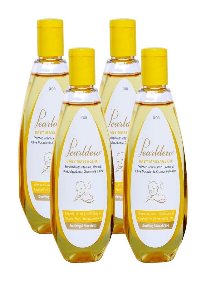 Pearldew Baby Massage Oil 100 ml|With Almond Oil, Aloe Vera, Calendula Oil, Macadamia Oil, Olive Oil, Til Oil, Vitamin E, Mustard Oil (Pack of 4 (100ml X4)) - Image 1