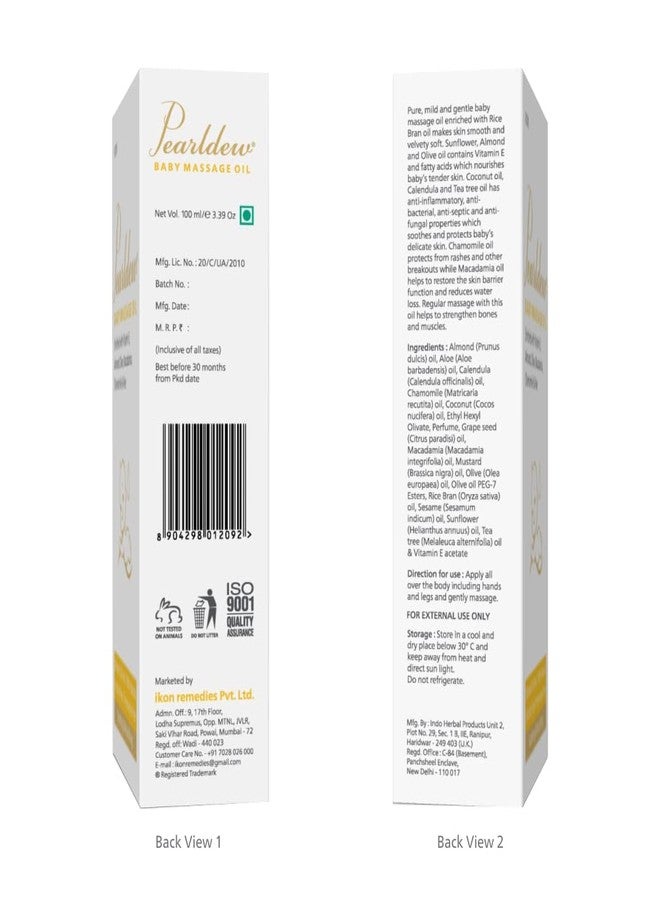 Pearldew Baby Massage Oil 100 ml|With Almond Oil, Aloe Vera, Calendula Oil, Macadamia Oil, Olive Oil, Til Oil, Vitamin E, Mustard Oil (Pack of 4 (100ml X4)) - Image 2