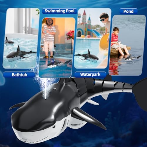 JUKUDAHU 24Ghz Remote Control Shark Toys for Kids 6 7 8 Years Old 118 Scale High Simulation Shark for Pool Bath Toys for Toddlers Electronic RC Sea Animal Outdoor Water Gifts - Image 5