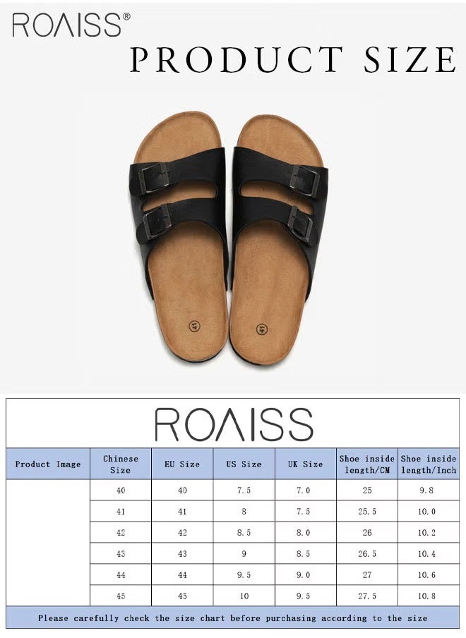 roaiss - Fashionable And Versatile Open-Toe Slippers For Men Daily Commuting Beach Casual Cork Sole Adjustable Slippers - Image 1