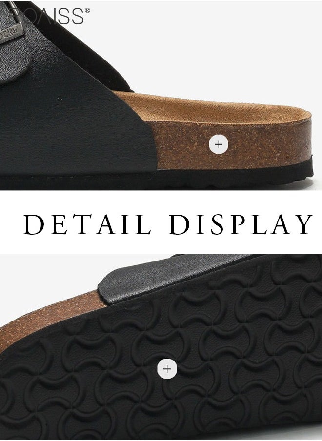 roaiss - Fashionable And Versatile Open-Toe Slippers For Men Daily Commuting Beach Casual Cork Sole Adjustable Slippers - Image 1