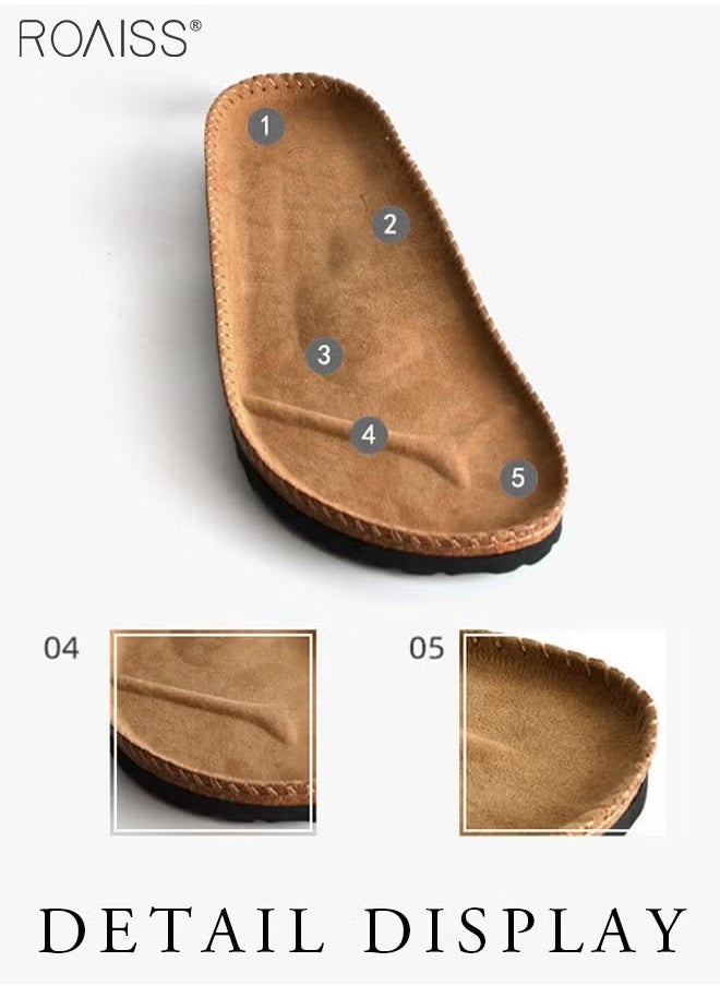 roaiss - Fashionable And Versatile Open-Toe Slippers For Men Daily Commuting Beach Casual Cork Sole Adjustable Slippers - Image 1