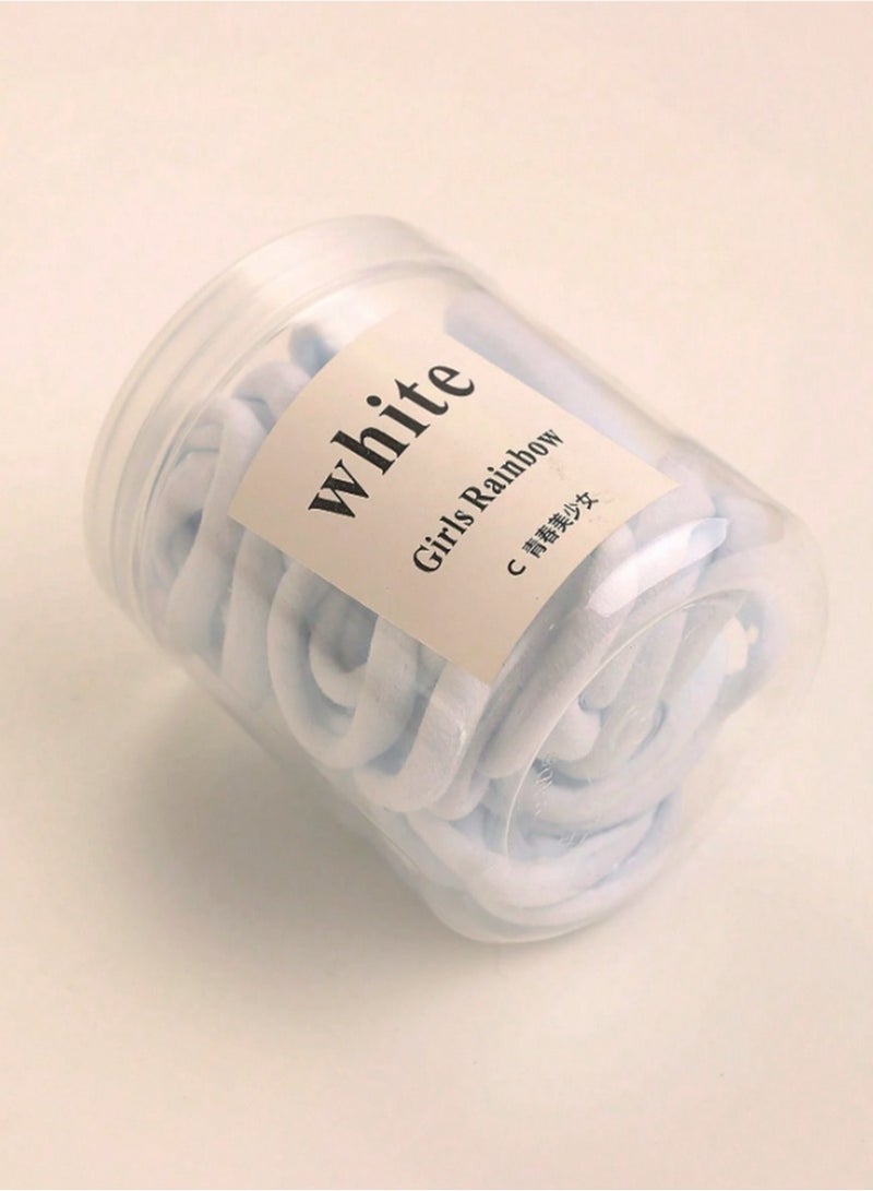Hair Ties Set –Soft Elastic Hair Bands for Girls, 4cm (1.57 inch) | No Damage Ponytail Holders in White Colors (50 Pcs) - Image 3