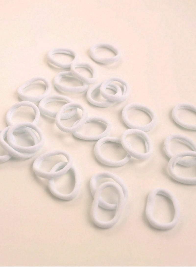Hair Ties Set –Soft Elastic Hair Bands for Girls, 4cm (1.57 inch) | No Damage Ponytail Holders in White Colors (50 Pcs) - Image 5