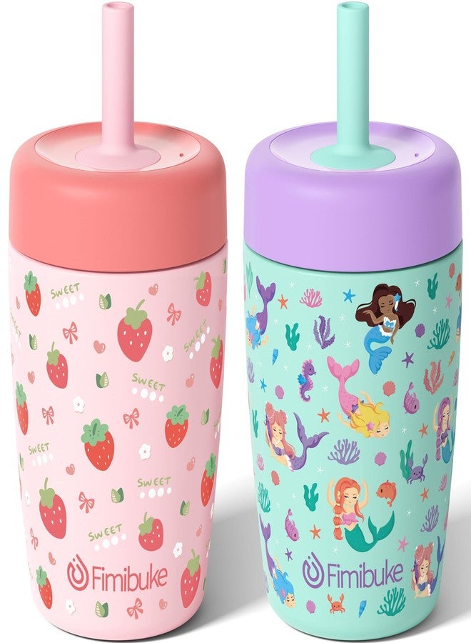 Fimibuke Kids & Toddler Cups Spill Proof, 12 OZ Insulated Sippy Cups for Toddlers Boys Girls, BPA-Free Toddler Straw Tumbler, Stainless Steel Kids Water Bottle with Twist Lids & Silicone Straw, 2 Pack - Image 1