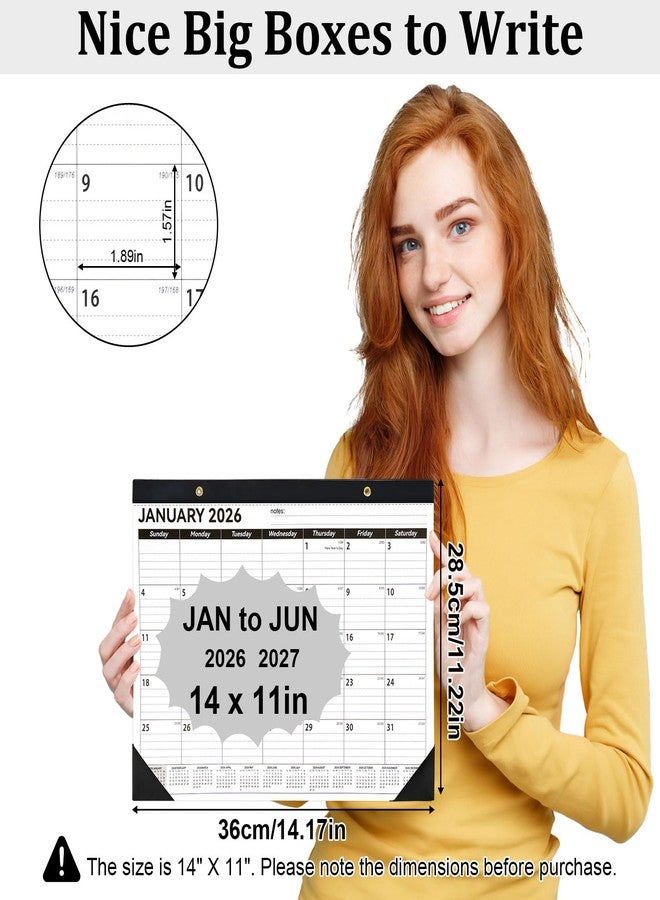 PEASUG Desk Calendar 2026-2027, 14" X 11" Desktop Calendar 2026-2027, 18 Months Calander Runs from Jan. 2026 to Jun. 2027, Academic Monthly Planner for Home School Office (White and Black) - Image 2