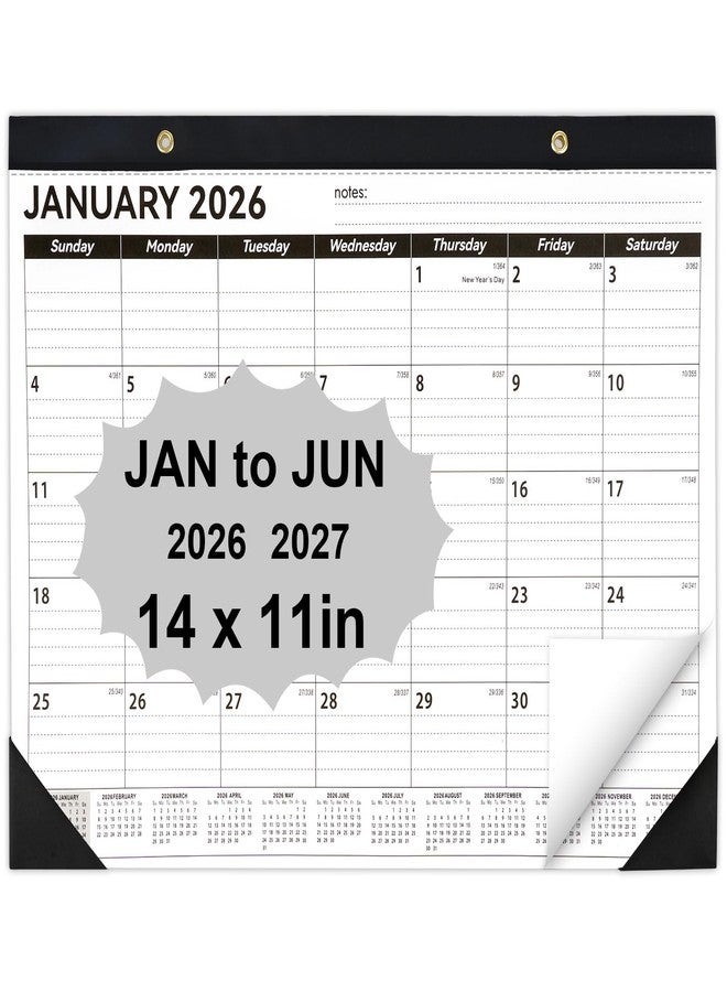 PEASUG Desk Calendar 2026-2027, 14" X 11" Desktop Calendar 2026-2027, 18 Months Calander Runs from Jan. 2026 to Jun. 2027, Academic Monthly Planner for Home School Office (White and Black) - Image 1