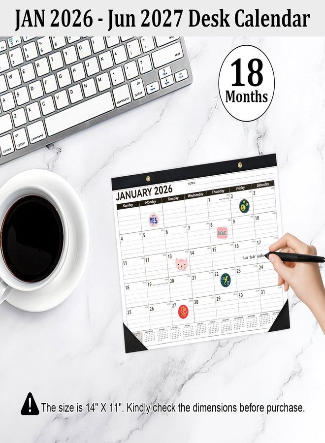 PEASUG Desk Calendar 2026-2027, 14" X 11" Desktop Calendar 2026-2027, 18 Months Calander Runs from Jan. 2026 to Jun. 2027, Academic Monthly Planner for Home School Office (White and Black) - Image 4