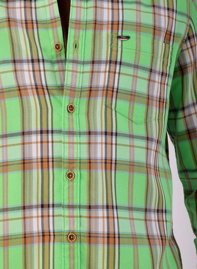 شركة المرآب الهندية Men Slim Fit Checkered Full Sleeves Cutaway Collar Casual Shirt