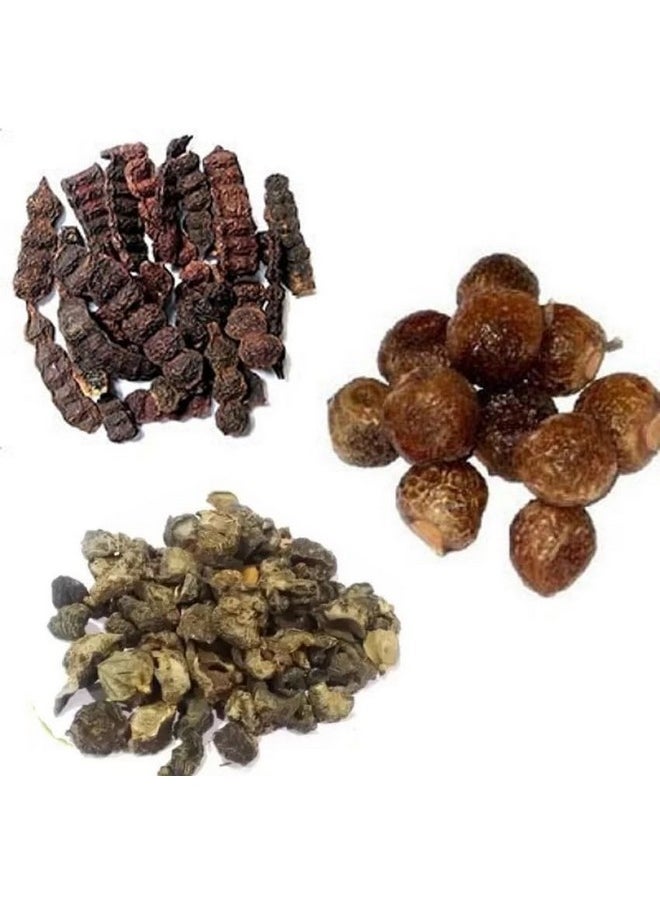 مجموعة كومبو من أملا ريثا شيكاكاي الخام العضوية الطبيعية المجففة بالكامل، صابون خالي من المواد الكيميائية، مكسرات أريثا، أكاسيا كونسينا مطحونة ((ريتا، شيكاكاي، أملا (كل 200 جرام))  - Image 2