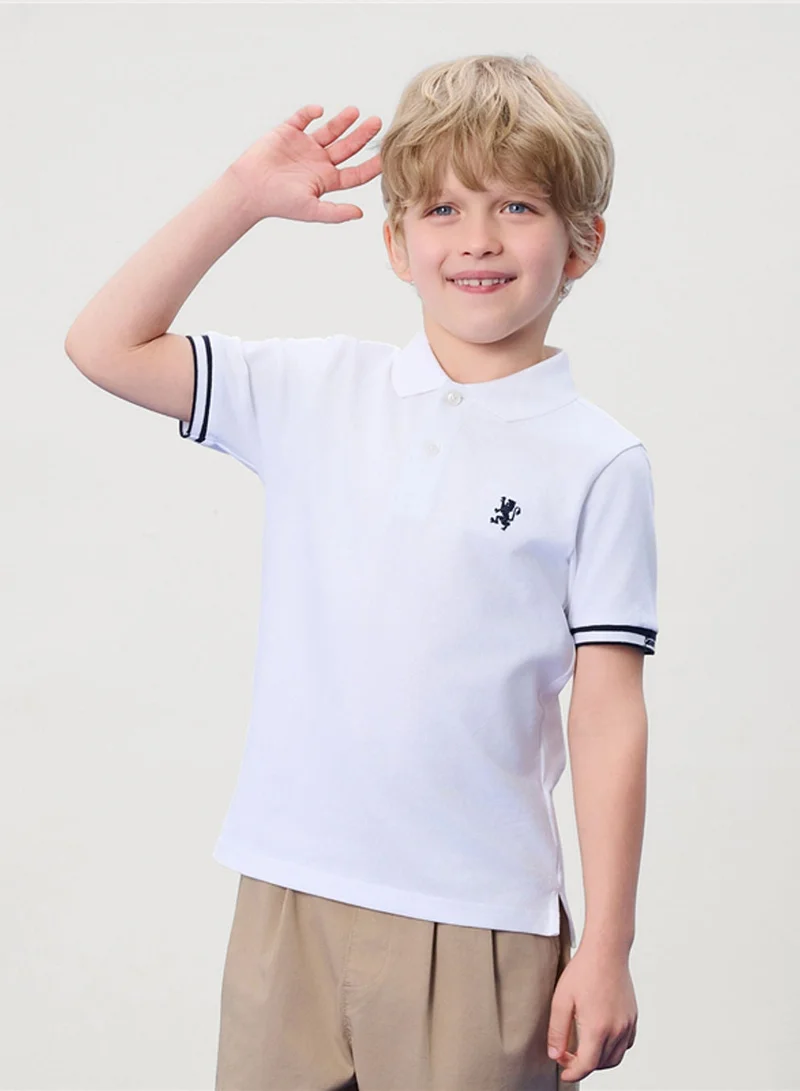 GIORDANO  Kid's Slim Pique Polo with Flat Knit Collar & Embroidery  | Best Price UAE