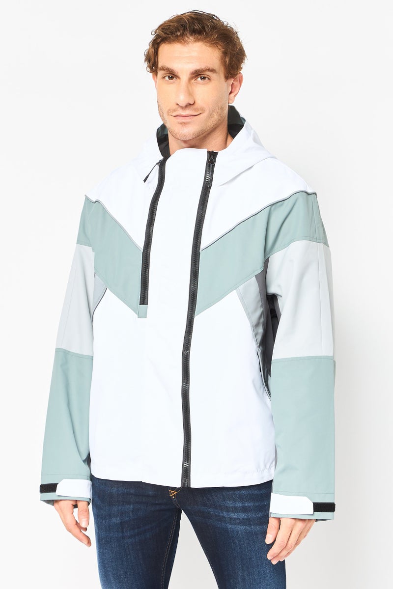 SELECTED Men Colorblock Long Sleeve Parka Jacket, Multicolor - Image 1