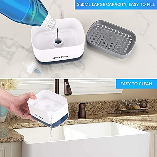 Styxon /Kitchen Dish Soap Dispenser With Sponge Holder, 2024 Newest 2-In-1 Countertop Soap Pump Dispenser, For Kitchen Sink Dishwashing Soap Dispenser - 12.5 Ounces (Soap-Dispenser-New) - Abs - Image 3