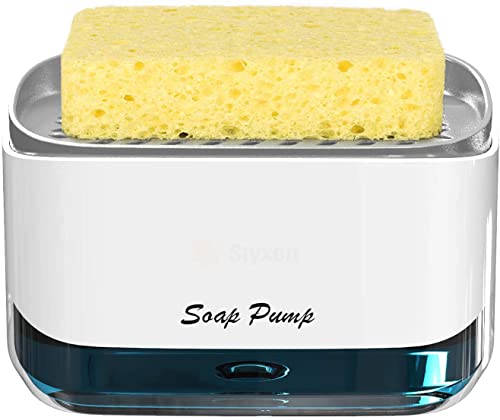 Styxon /Kitchen Dish Soap Dispenser With Sponge Holder, 2024 Newest 2-In-1 Countertop Soap Pump Dispenser, For Kitchen Sink Dishwashing Soap Dispenser - 12.5 Ounces (Soap-Dispenser-New) - Abs - Image 1