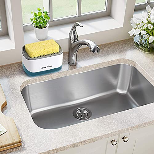 Styxon /Kitchen Dish Soap Dispenser With Sponge Holder, 2024 Newest 2-In-1 Countertop Soap Pump Dispenser, For Kitchen Sink Dishwashing Soap Dispenser - 12.5 Ounces (Soap-Dispenser-New) - Abs - Image 4