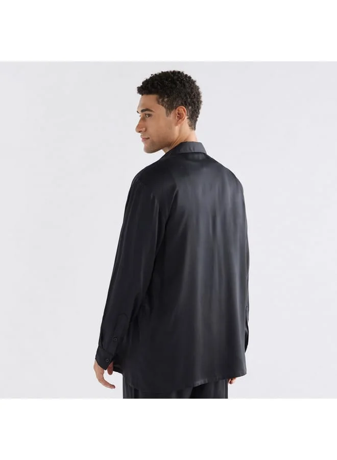 Splash FAV Regular Fit Solid Shirt with Camp Collar and Long Sleeves