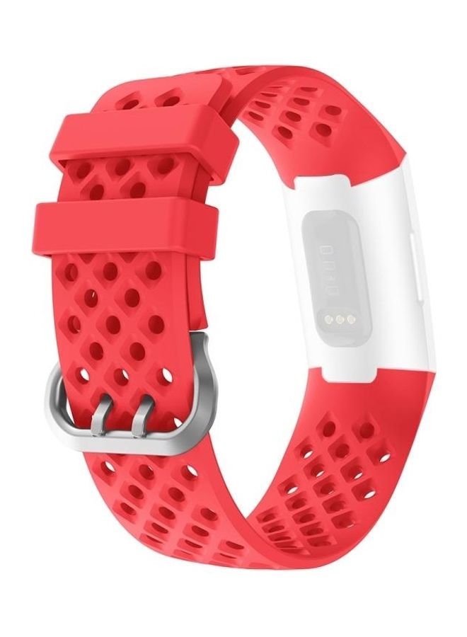 NIBEMINENT Silicone Replacement Band For Fitbit Charge 3/4 Red - Image 1