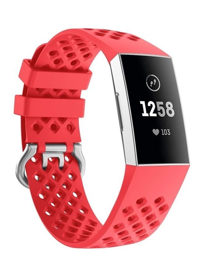 NIBEMINENT Silicone Replacement Band For Fitbit Charge 3/4 Red - Image 4