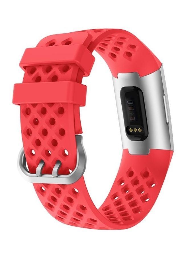 NIBEMINENT Silicone Replacement Band For Fitbit Charge 3/4 Red - Image 2