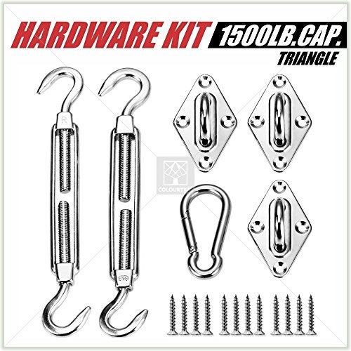 ColourTree مجموعة أدوات ColourTree لظلال الشمس مثلثية الشكل، سهلة التوتر، من الفولاذ المقاوم للصدأ العسكري من الدرجة 316 (مجموعة أدوات 6 بوصات + كابلات) - Image 5