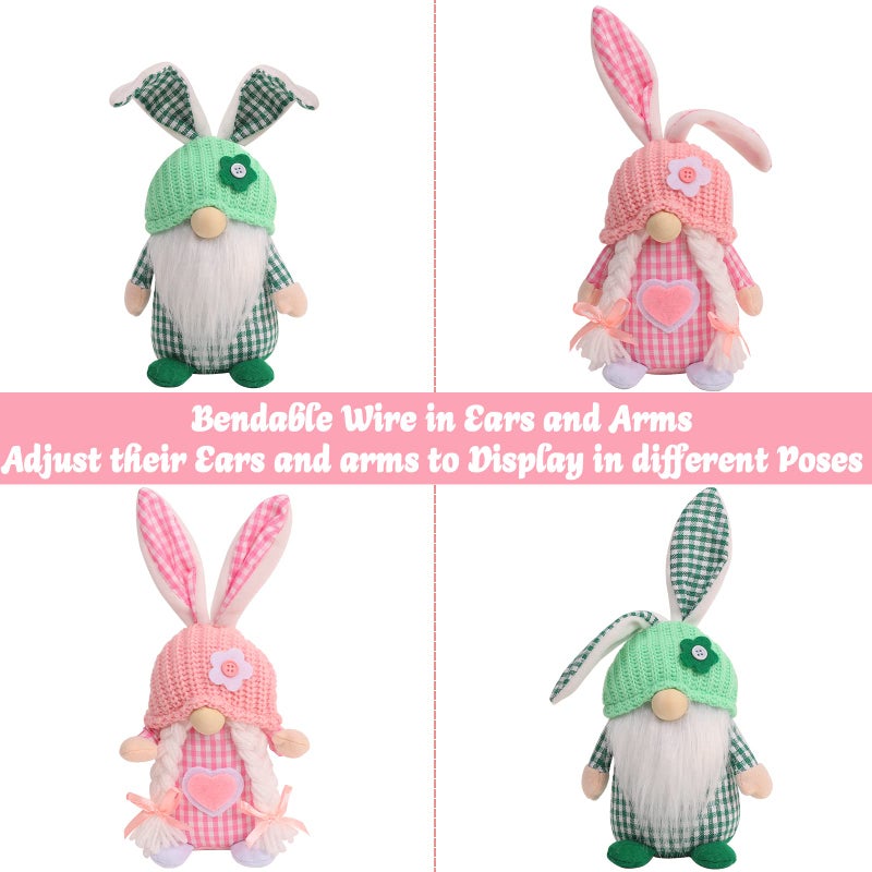 CRCZK Easter Gnomes Decorations, 2 Pcs Plush Easter Bunny Handmade Swedish Tomte Elf Stuffed Doll Rabbit Gifts Cute Easter Faceless Dwarf Bunny Household Ornaments, Home Decor - Image 4