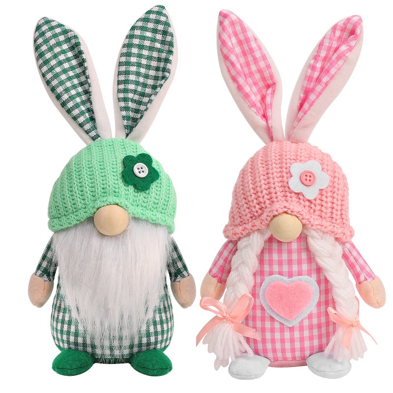 CRCZK Easter Gnomes Decorations, 2 Pcs Plush Easter Bunny Handmade Swedish Tomte Elf Stuffed Doll Rabbit Gifts Cute Easter Faceless Dwarf Bunny Household Ornaments, Home Decor - Image 1