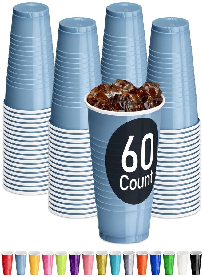 DecorRack Light Blue Plastic Cups, 12 oz Disposable Cups, Party Supplies (60 Count) - Image 1