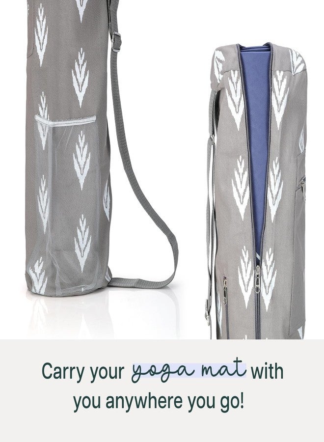 Wiselife Yoga Mat Bag Premium Carry Bag, Full Easy Access Zip, Multi Functional Storage Pockets & Adjustable Shoulder Strap (Grey Ikkat) - Image 5