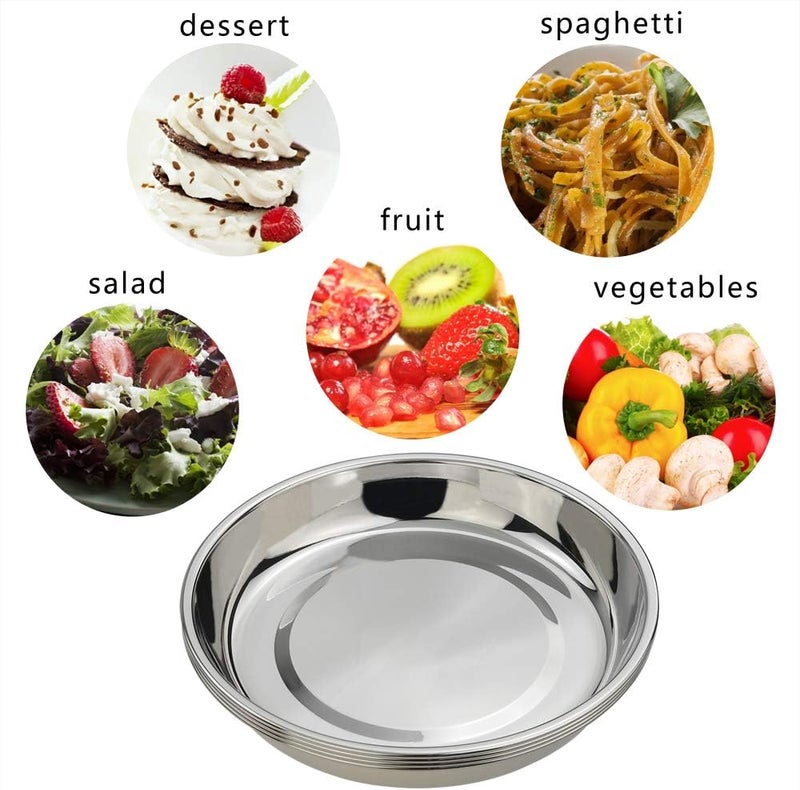 Eagrye 4Pack Stainless Steel Dinner Plates Dish Round Plate - Image 4