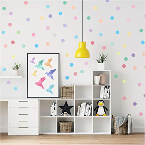 PapaKit Large Round Polka Dot Confetti Wall Decal Baby Nursery Child Kid Boy Girl Bedroom Home Decor | Creative Art Design Pattern | Safe Removable Adhesive (Pastel Rainbow, 2 Inches x 120 Pieces) - Image 5