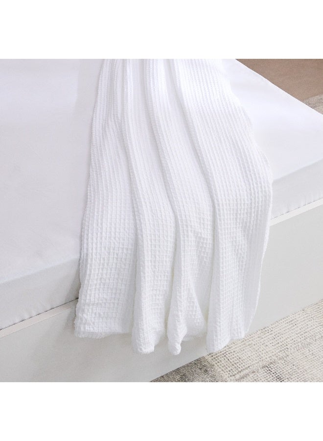 Home Box بطانية كوين مزدوجة الطبقات بتصميم وافل هادئ 200 x 220 سم - Image 5