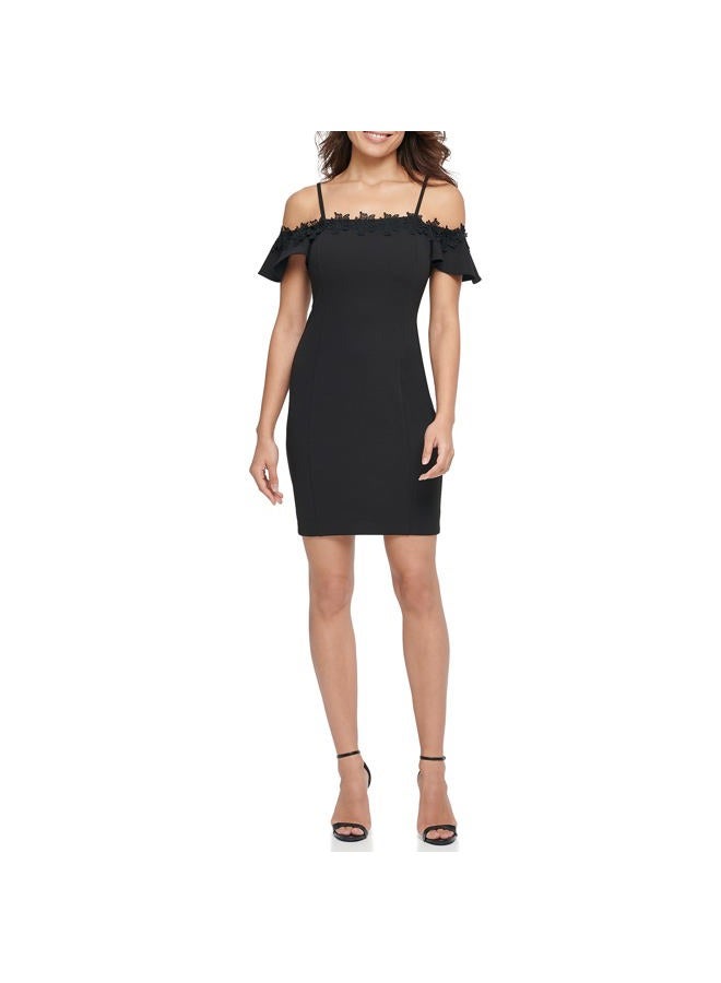 Kensie Women's 1/2 Sleeve Lace Mini Dress, Black, 12 - Image 1