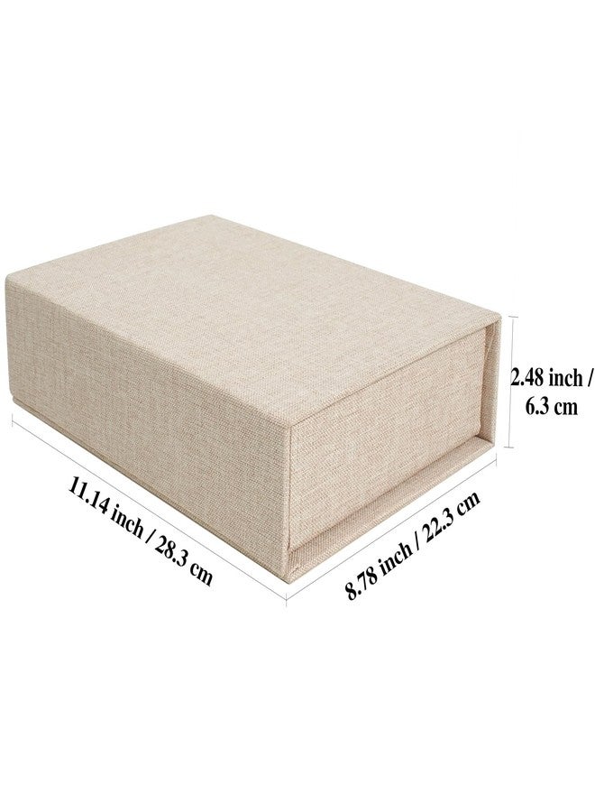 Hiwhy Photo Storage Box 8x10, Linen Memory Photo Box Perfect to Store Your Photo, Pictures, Certificates, Scrapbooking Supplies, Keepsakes and Jewelry Beige - Image 2