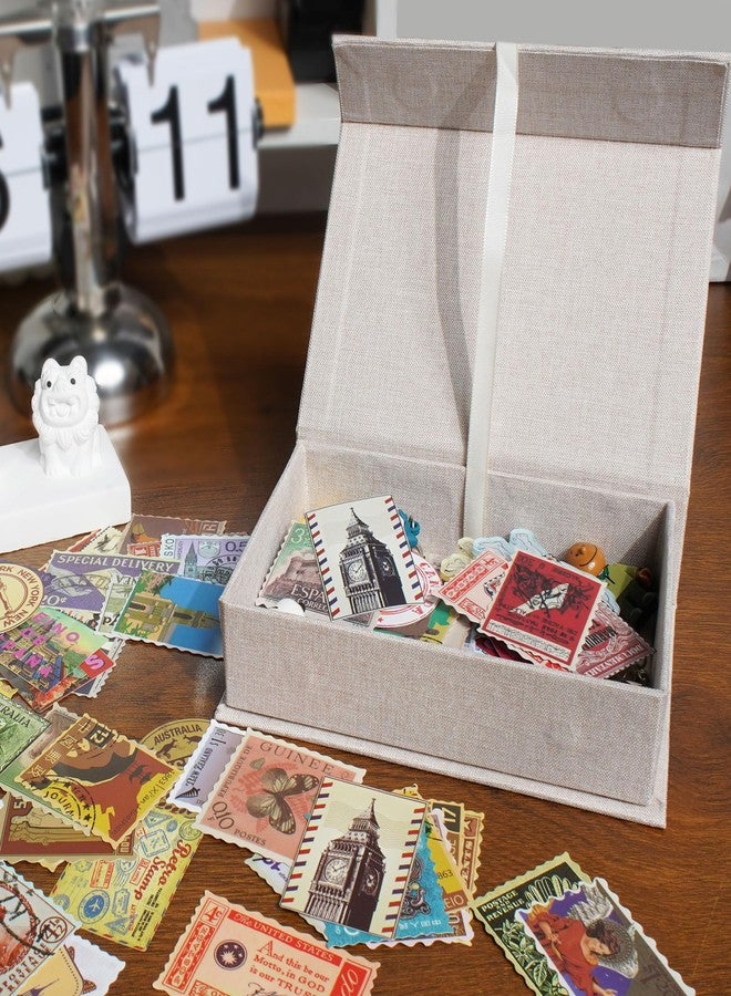 Hiwhy Photo Storage Box 8x10, Linen Memory Photo Box Perfect to Store Your Photo, Pictures, Certificates, Scrapbooking Supplies, Keepsakes and Jewelry Beige - Image 5
