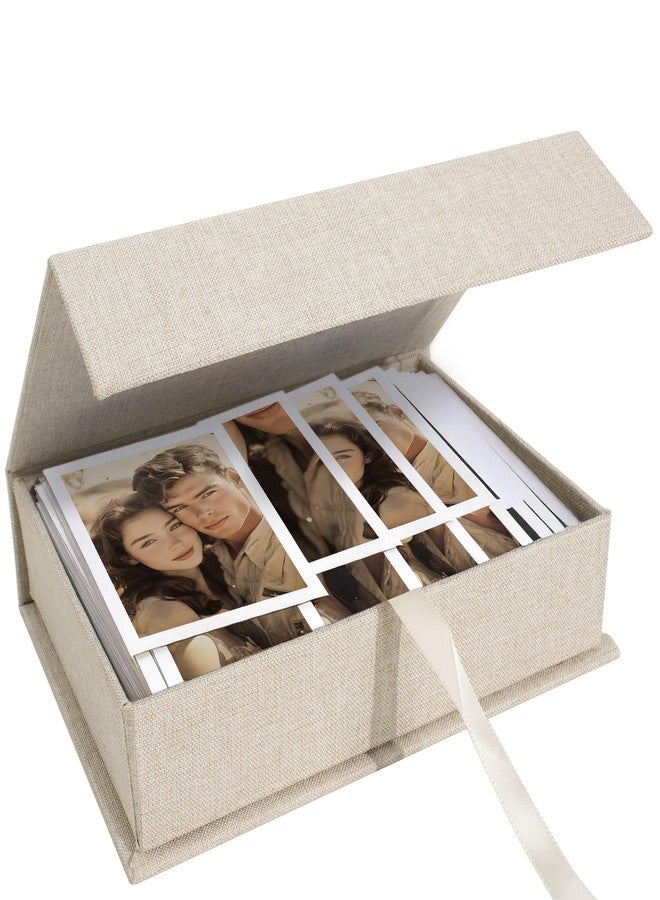Hiwhy Photo Storage Box 8x10, Linen Memory Photo Box Perfect to Store Your Photo, Pictures, Certificates, Scrapbooking Supplies, Keepsakes and Jewelry Beige - Image 1