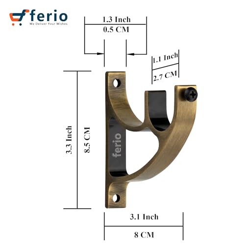Ferio Artistic Curtain Brackets for Modern Home and Window Fitting Ideal for 1 inch Curtain Rod for Window and Door Rod Holder Accessories for Home Improvement (Antique Brass, Pack of 10) - Image 2
