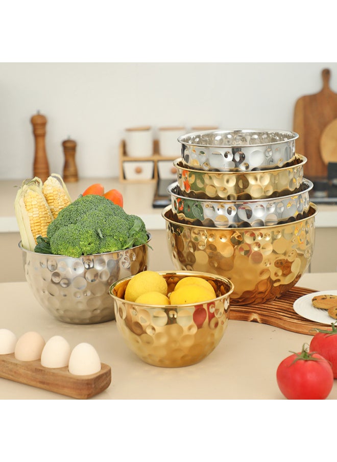 Generic - Stainless Steel Hammer Salad Bowl Egg Bowl Mixing Bowl Fruit Bowl Creative Personality Hotel Decoration Fruit Plate Bar KT-Specifications:Stainless Steel Hammered Egg Bowl-Gold-Color:Inner Diameter 22CM - Image 1