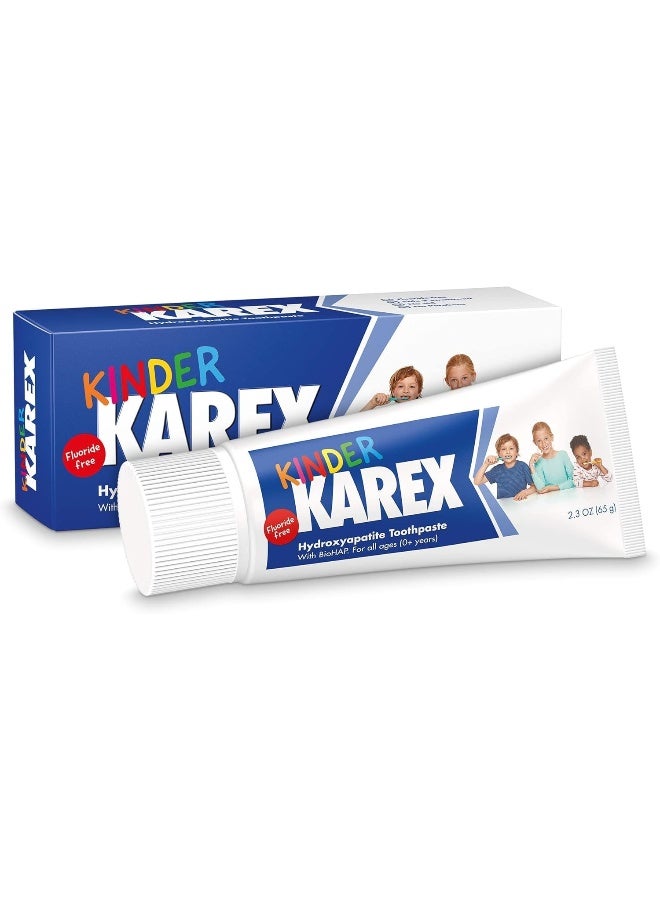 KAREX معجون أسنان كيندر كاريكس هيدروكسيباتيت للأطفال الصغار | خالي من الفلورايد | مختبر سريرياً | 2.3 أونصة - Image 1