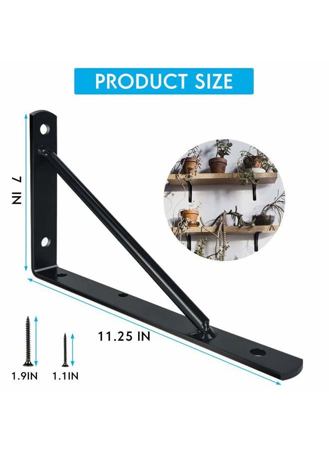 Qualward Shelf Brackets 12 Inch Heavy Duty Metal Shelf Holders, Industrial Rustic Farmhouse Iron Floating Shelf Bracket for Open Shelving, Right Angle L Brackets for Wall Mounted Shelves (6 Pack) - Image 2