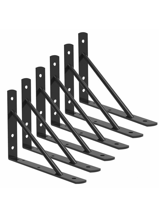 Qualward Shelf Brackets 12 Inch Heavy Duty Metal Shelf Holders, Industrial Rustic Farmhouse Iron Floating Shelf Bracket for Open Shelving, Right Angle L Brackets for Wall Mounted Shelves (6 Pack) - Image 1