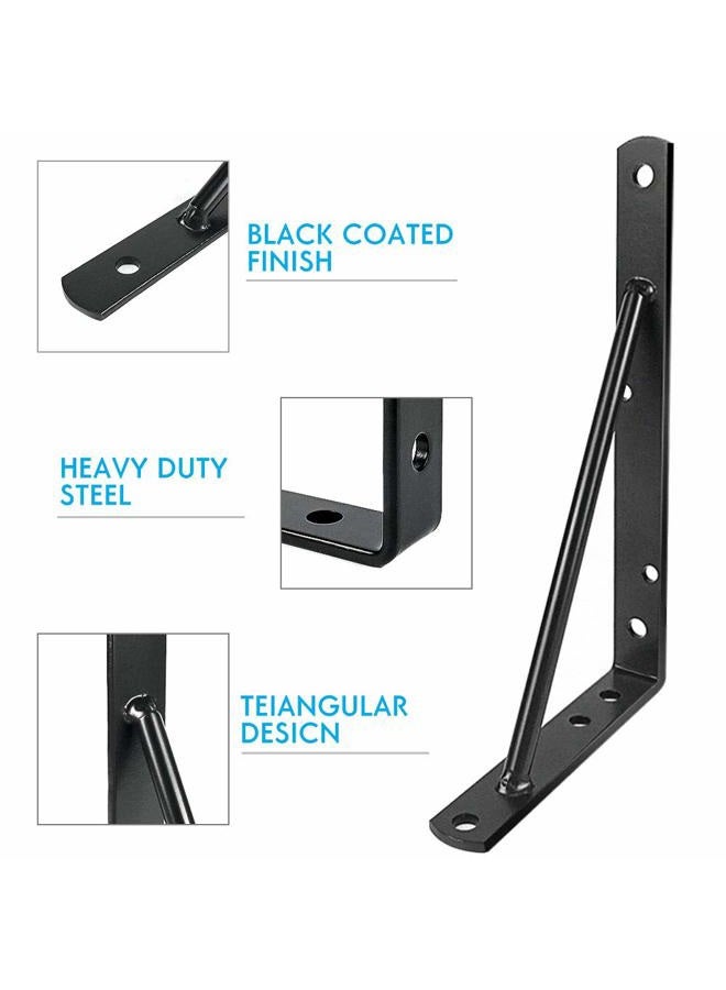 Qualward Shelf Brackets 12 Inch Heavy Duty Metal Shelf Holders, Industrial Rustic Farmhouse Iron Floating Shelf Bracket for Open Shelving, Right Angle L Brackets for Wall Mounted Shelves (6 Pack) - Image 3
