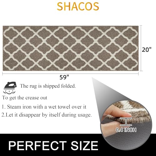 SHACOS Washable Runner Rug 20"x59" Non Slip Stain Resistant Dirt Trapper Rug Runner Floor Mat Carpet Runners for Entryway Kitchen Home Garage Office, Brown - Image 2